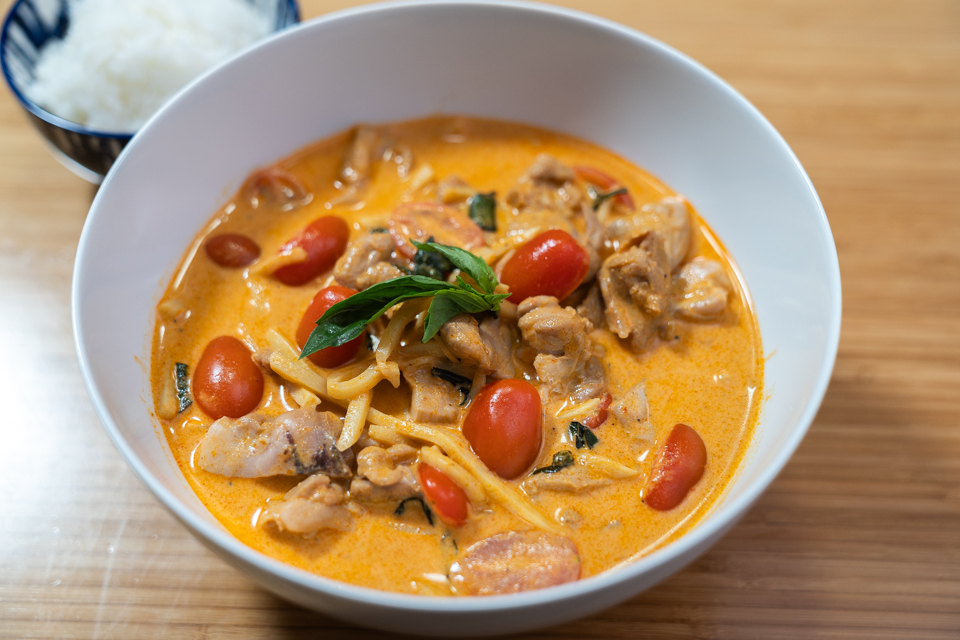 Thai Red Curry Chicken with Bamboo and Tomatoes